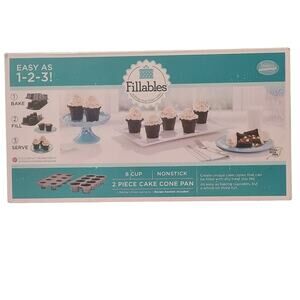 Baker's Advantage Fillables 8 Cup Nonstick 2 Piece‎ Cake Cone Pan for Cupcakes